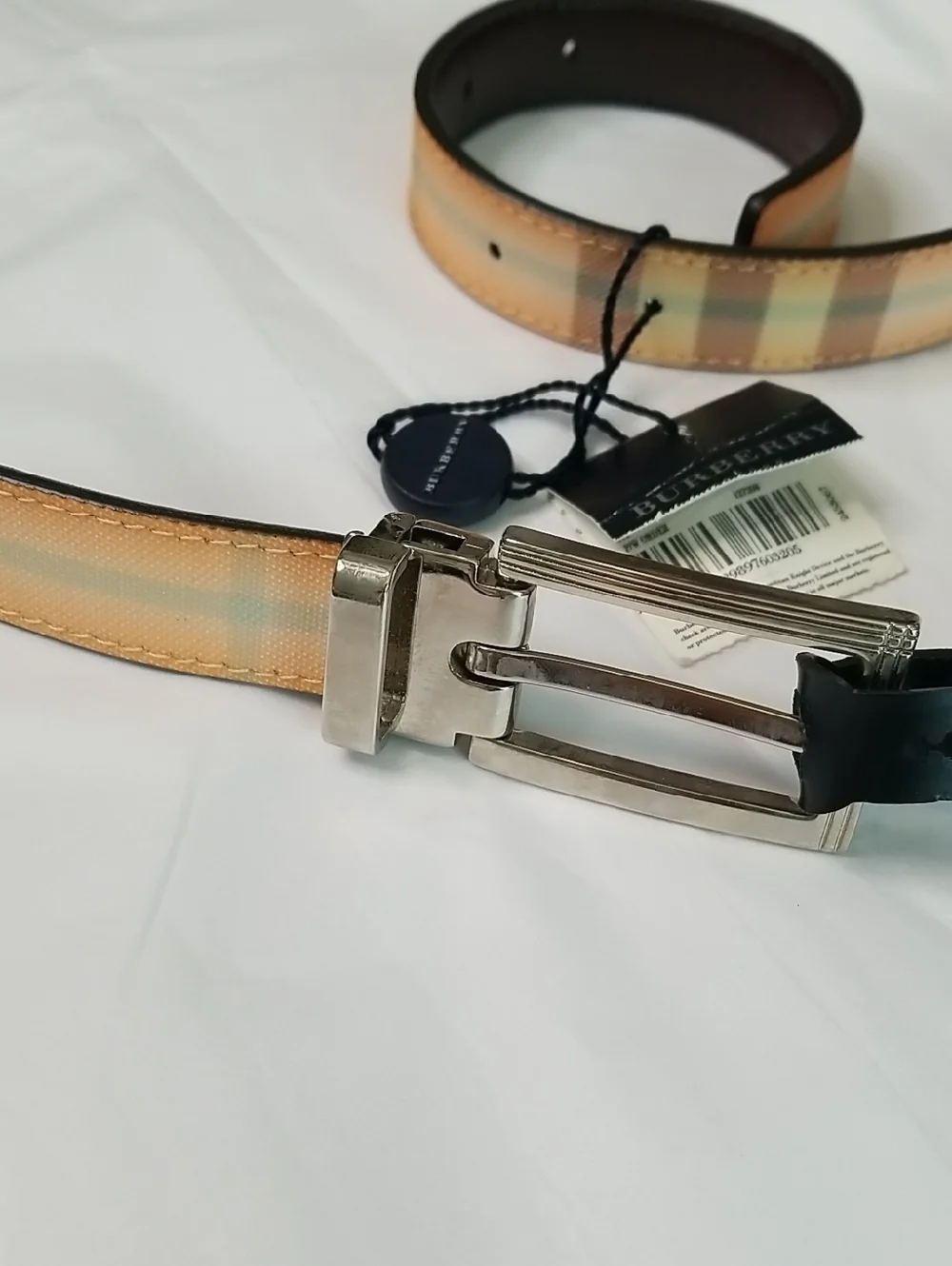 Burberry Mens Plaid Belt Large NWT